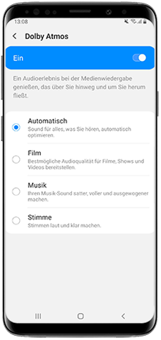 Galaxy S9, Dolby Atmos, Sound Modus
