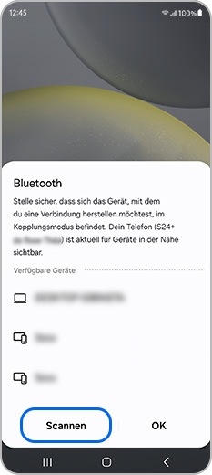 Samsung Galaxy Bluetooth Menue wird im Detail angezeigt.