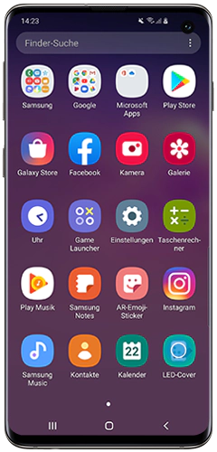 Die LED-Cover App erscheint beim Anlegen automatisch im App-Menü deines Galaxy S10.