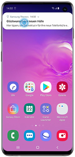 Die Themes-Galerie-Benachrichtigung erscheint nur beim ersten Anlegen des LED-Covers deines Galaxy S10.