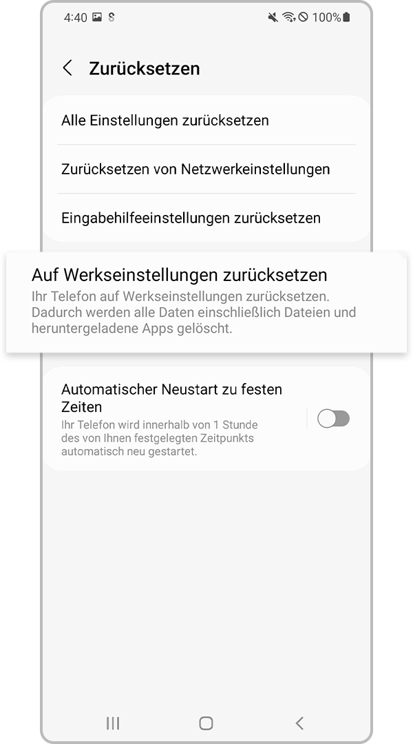 Auf Werkseinstellungen zurücksetzen