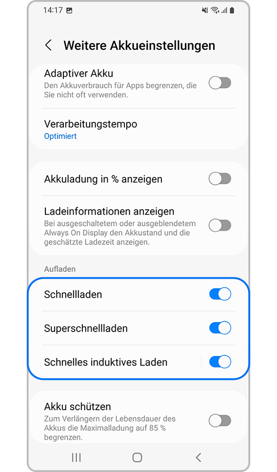Schnell-Laden aktivieren Schritt 4