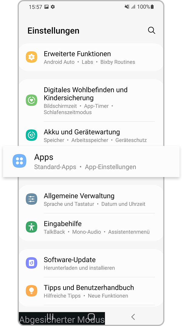 Apps-Menü