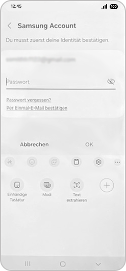 Passwort zur Verifizierung eingeben