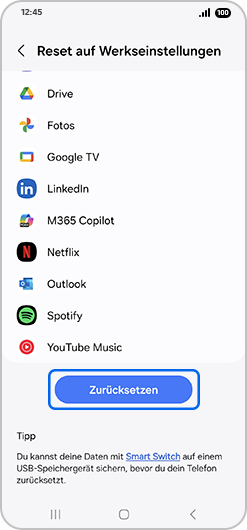 Telefon zurücksetzen