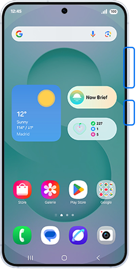 Leiser-Taste und Seitentaste gedrückt halten