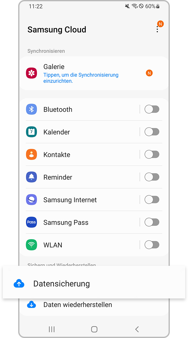 Datensicherung in Samsung Cloud