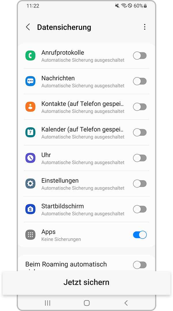 „Jetzt sichern“ auswählen