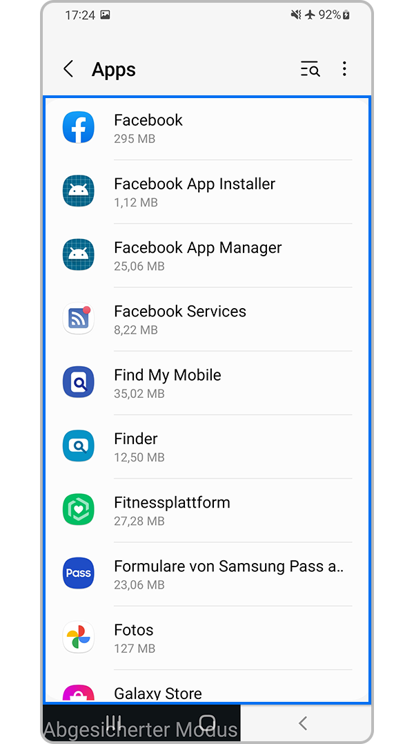 Nach unbekannten und bösartigen Apps suchen