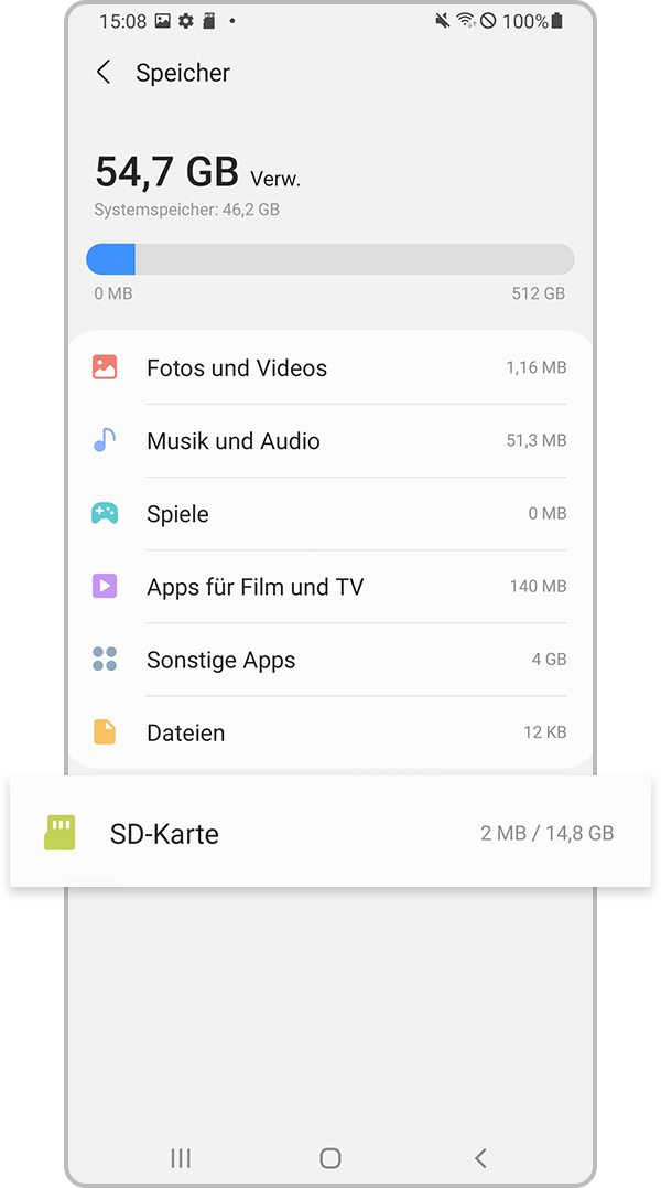 SD-Karteneinstellung wählen