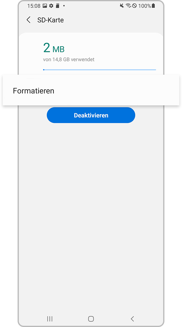 „Formatieren“ antippen