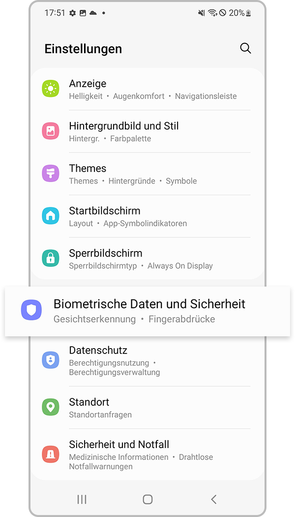 Fingerabdruckerkennung registrieren Schritt 1