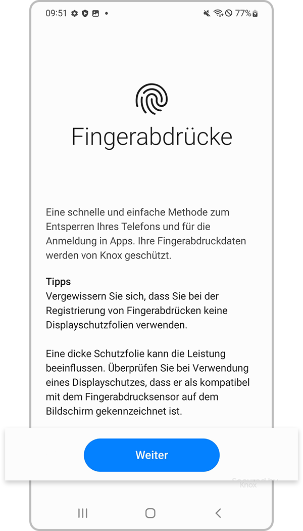 Fingerabdruckerkennung registrieren Schritt 3