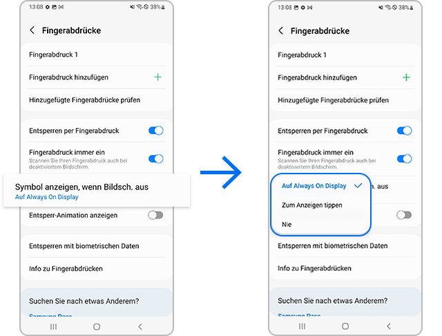 Symbol auf „Always on Display“ anzeigen