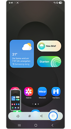 Über die Screenshot-Symbolleiste auswählen