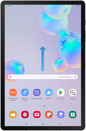 Der Startbildschirm des Galaxy Tabs S6 wird angezeigt.