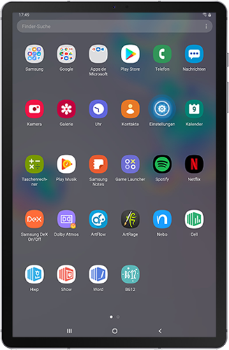 Der Apps-Bildschirm des Galaxy Tabs S6 wird angezeigt.