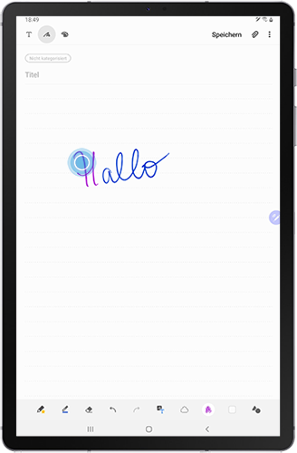 Der veränderte Text der Samsung Notes des Galaxy Tabs S6 wird angezeigt.