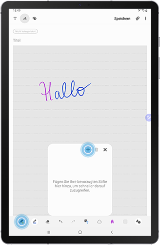 Die Option Bevorzugter Stift der Galaxy Notes des Galaxy Tabs S6 wird angezeigt.