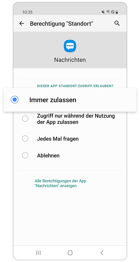 Bevorzugte Option Standortberechtigung