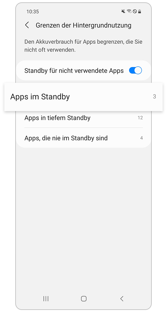 Apps im Standby