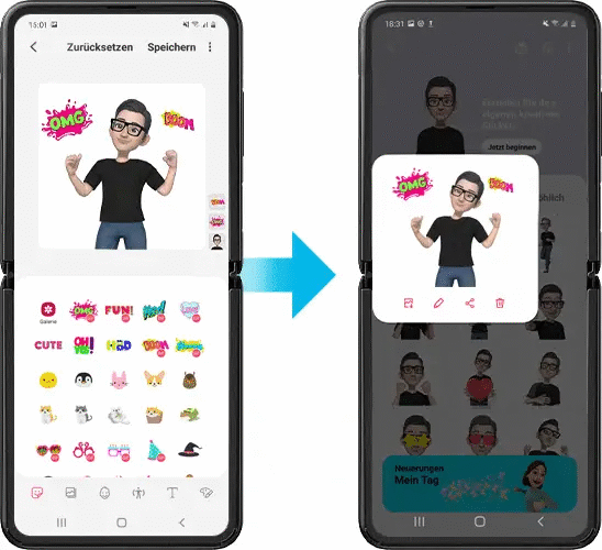 Screenshot der AR-Emoji-Sticker