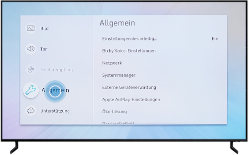 Allgemein ist im Einstellungen-Menü des QLED Q80R markiert.