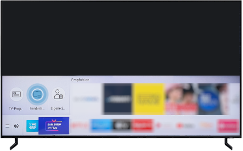 Senderliste ist im Samsung TV Plus-Menü des QLED Q80R markiert.