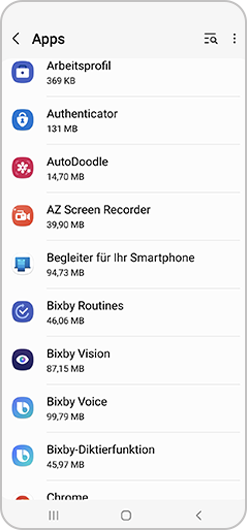 Einzelne Apps optimisieren Schritt 2.