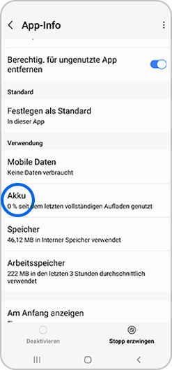 Einzelne Apps optimisieren Schritt 3.