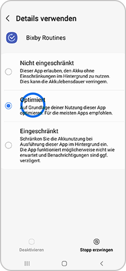 Einzelne Apps optimisieren Schritt 4.
