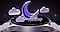 A Galaxy Watch7 is facing upward with animated clouds hovering over the screen and a crescent moon appearing with a text 'First sleep', illustrating the importance of sleep tracking.