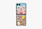 One Galaxy Z Flip7 with a illustrated Flipsuit case is opened and displayed with its back design visible. The top part of the case features a pinball game concept and the bottom part of it features a dog and a cat with the background completely filled with dog, cat, pig, ghost, and heart illustrations.