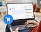 A close-up on a laptop screen, as the user clicks through a purchase page for a Samsung mobile device on the Samsung website.