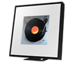 Samsung Music Frame displays a picture of a record player.