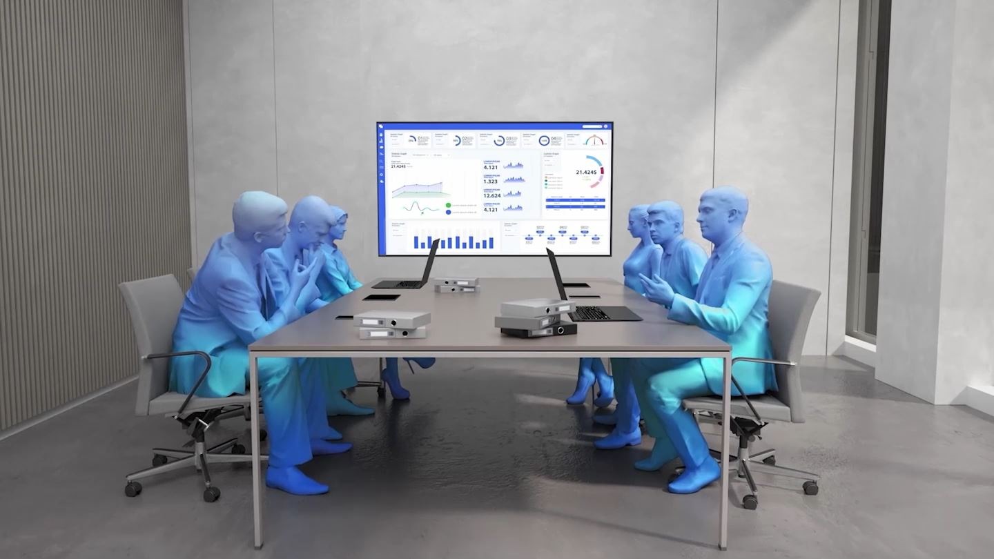 QxB is installed on the wall of the conference room.  Six people in a conference room with laptops, cell phones, tablets and document files on their desks. The number of data displayed on the QxB screen changes. QxB, two laptops, two mobile phones, and two tablets are connected wirelessly.  On the QxB screen, Windows, android, iOS, macOS are written. Windows is written on the laptop, android on the tablet, iOS on the mobile phone, and macOS on the MacBook. In the conference room, four people are having a meeting while watching QxB. The data on the screen of QxB and the inscreen of the laptop changes identically in real time. To the right are the names Tony, Sunny, Alice, Chole, Tom, Jake, and Jimmy, and Tony's name is selected. A PPT is displayed on the QxB screen, and Tony's name is written on the top. The names Tony and Alice are selected. On the QxB screen, a PPT screen with Tony's name and a numerical chart with Alice's name are displayed. Tony, Alice, and Tom names are selected, and an Excel file with Tom's names is added to the left QxB. Sunny was additionally selected from Tony, Alice, and Tom, and Sunny's material was added to QxB. In the conference room QxB, 4 different materials are coming out, and 4 people are having a meeting.