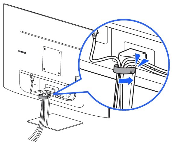 Put cables into the cable holder then clip back into place