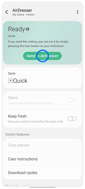 SmartThings AirDresser Send to AirDresser