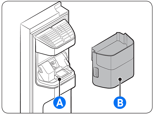 remove ice bucket from ice chute