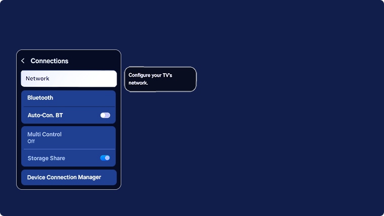 Select Connection then Network