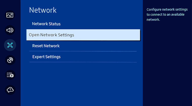 Select Open Network Settings