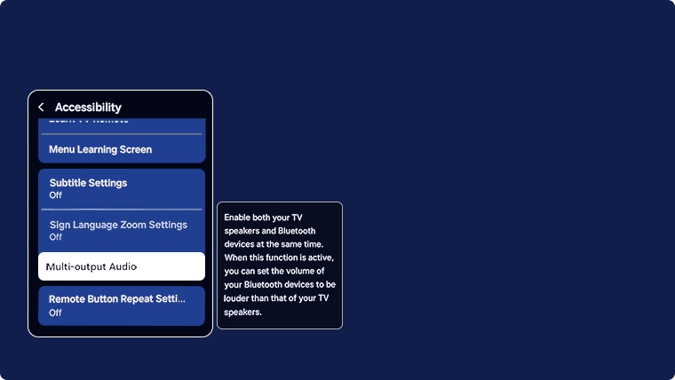 Multi-output Audio selected on TV menu