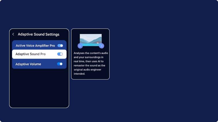 Adaptive Sound Settings selected