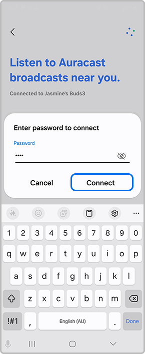 Type on the password then tap on Connect