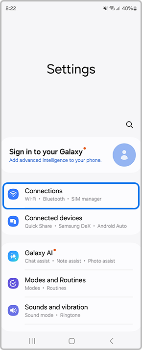 tap on connections