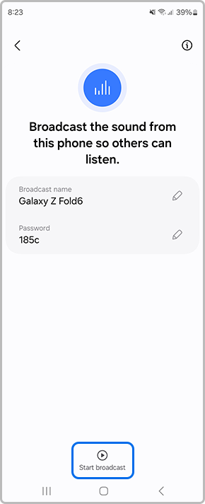 Tap on start broadcast