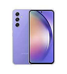 Samsung Galaxy A54 5G shown with colourful wallpaper