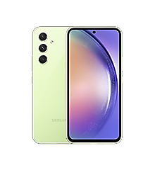 Samsung Galaxy A54 5G shown with colourful wallpaper