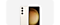 2 Samsung S23 phones in colour cream, one showcases the back of the phone and other showcases the front screen