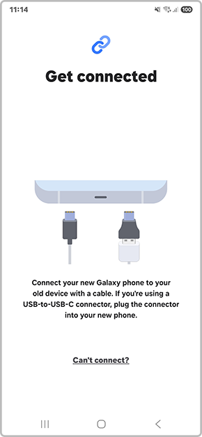 Connecting older device with new device via cable